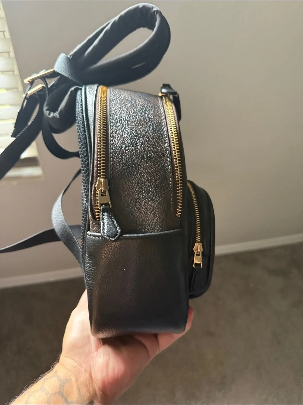 COACH Black Pebbled Leather Mini Backpack
